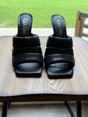 Gianni Bini Black Quilted Slide Mules
